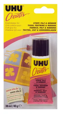 Produktbild von UHU Bastelkleber STOFF, FILZ & BÄNDER Tube 38ml Creativ'