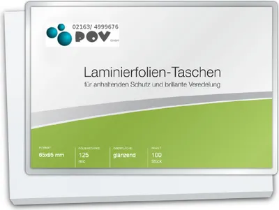 Produktbild von Laminierfolien 65 x 95 mm, 2 x 125 mic, glänzend