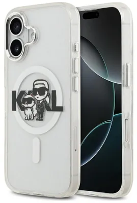 Zdjęcie produktu dla Etui Karl Lagerfeld IML Glitter, seria Karl & Choupette, kompatybilne z MagSafe, do iPhone 17