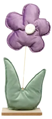 Produktbild von Deko Auifsteller Blume aus Samt Violett und Grün 35 x 16 x 8 cm