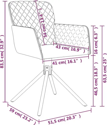 Image de vidaXL Chaise de salle à manger 2 pcs. Pivotantes Crème Velours
