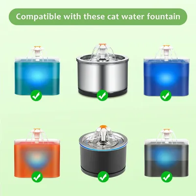 Produktbild von Filter für Katzenbrunnen 8 Stück für 2L Katzenbrunnen und 2.5L Katzen Hunde Edelstahl Brunnen, Ersatzfilter mit Dreifach Filterung Aktivkohle