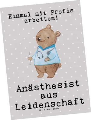 Produktbild von Mr. & Mrs. Panda bildkarte Anästhesist Leidenschaft - Grau Pastell - Geschenk, Ansichtskarte, Studium, Anästhesie, Ansichtskarten, Krankenhaus, Grußkarte, Kunstkarten