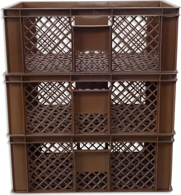 Produktbild von 3x Bäckerkiste Brötchenbox Brotbehälter Konditorenbox Stapelbox Gitterbox EURO-Norm 23 cm braun (3xBK 23 braun)