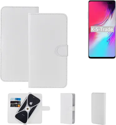 Produktbild von K-S-Trade Handy Hülle Schutz Hülle kompatibel mit Samsung Galaxy S10 Cover Case Bookstyle Bumper weiß 1x