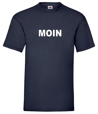 Produktbild von modAS Uni T-Shirt mit Moin-Print - Kurzarm-Shirt aus Baumwolle mit Rundhalsausschnitt in Blau Größe XL