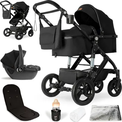 Produktbild von Bergsteiger Nizza 3 in 1 Kinderwagen, Kombikinderwagen Komplettset, Babywanne & Buggy Sportsitz inklusive, Auto-Babyschale & Isofix Station optional