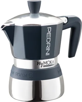 A Pedrini MyMoka induction coffee maker is shown against a white background.