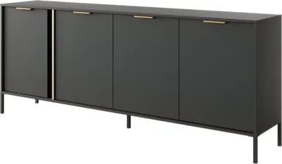 Produktbild von Kommode LARYSA mit 4 Türen, Sideboard in Farbe: Anthrazit, Schrank in Größe: 202,9x81,4x39,5 cm