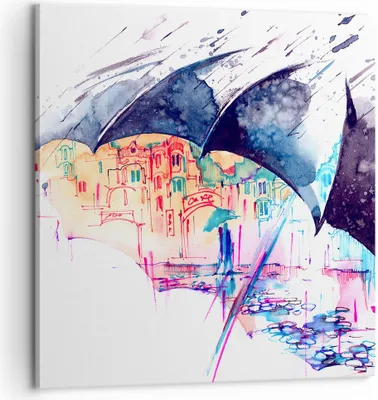 Produktbild von Bild auf Leinwand - Leinwandbild - Regenschirm Regen Regentropfen nass - 60x60cm - Wand Bild - Wanddeko - Leinwanddruck - Bilder - Kunstdruck - Leinwand bilder - Wandkunst - AC60x60-3063
