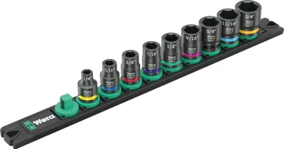 Productafbeelding van 9608 Nuss-Magnetstrip B Impaktor Imperial, set van 9 doppen van 3/8" (zwart/groen, metrisch, voor slagmoersleutels)