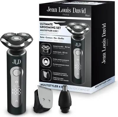 Immagine prodotto di Rasoio multifunzione JEAN LOUIS DAVID KIT GROOMING 4 in 1, 3 testine, display digitale, nero