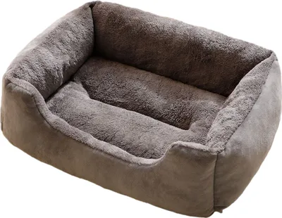 A plush pet bed on a white background.