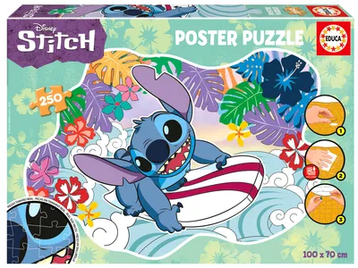 Immagine prodotto di Educa - Puzzle Stitch - Poster puzzle per bambini da 250 pezzi con forma esterna speciale - Dimensioni: 100 x 70 cm (19963) EDUCA