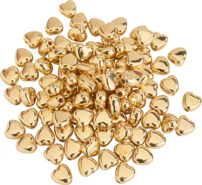 Produktbild von Kunststoffperlen Herzen 6mm Goldfarben