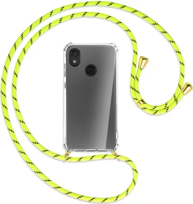 Produktbild von Handykette Backcover-Schutzhülle mit Band (Metall goldfarben) für Cat S52 - neongelb
