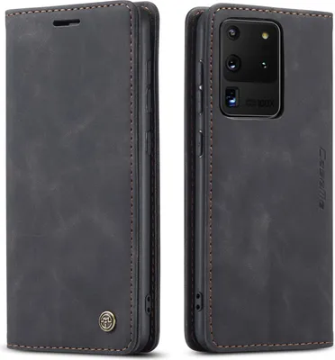 Produktbild von Samsung Galaxy S20 Ultra Hülle, LaimTop Retro Kunstledertasche mit Standfunktion Schutzhülle für Samsung Galaxy S20 Ultra 5G Schwarz