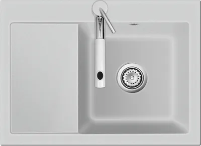 Produktbild von Auflagespüle KeraDomo MERA 70 Alu mit Becken rechts und Handbetätigung