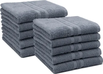 Produktbild von 10er Set Handtücher, 50x100 cm, 100% Baumwolle, grau