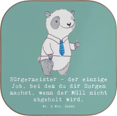 Produktbild von Mr. & Mrs. Panda Holzuntersetzer Bürgermeister Job - Meeresbrise - Geschenk, Becheruntersetzer, Getränkeuntersetzer, Untersetzer für Gläser, Humor, Beruf, Verantwortung
