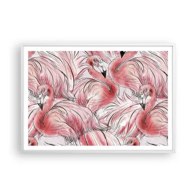 Produktbild von Gerahmtes Poster - Weißer Rahmen - Flamingo Pink Exotik - 100x70 cm - Wand Bild - Wanddeko - Wandbilder - Kunstposter - Wandposter - Bilderrahmen - Bilder - Kunstdruck - P2WAA100x70-5070