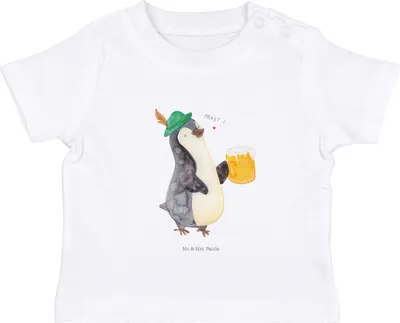 Produktbild von Mr. & Mrs. Panda Babyshirt Pinguin Bier 0. - 6. Monat - Weiß - Geschenk, T-Shirt, Beschwippst, Baby Kurzarmshirt, Kleinkind Shirt, Organic, , Öko