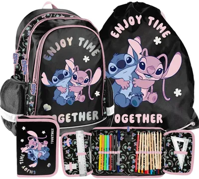 Image de Ensemble de 3 pièces Lilo et Stitch : sac à dos, cartable, trousse, sac de sport, idéal pour les filles