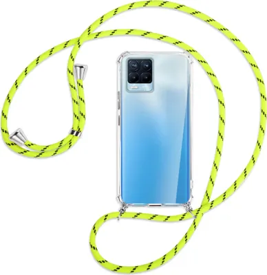 Produktbild von Handykette Backcover-Schutzhülle mit Band (Metall silberfarben) für Realme 8, Realme 8 Pro (6.4) - neongelb