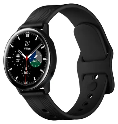 Produktbild von SYSTEM-S Armband flexibel aus Silikon 22mm für Samsung Galaxy Watch 4 Smartwatch Schwarz