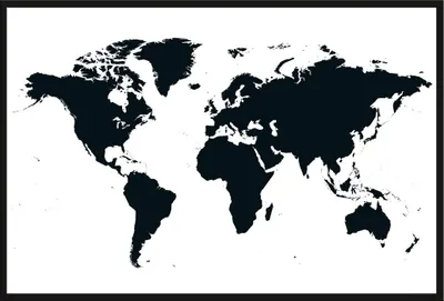 Immagine prodotto di Mappe - Poster - Mappa del mondo - nero + cornice a incastro, Shinsuke® Maxi in plastica nera, lastra in acrilico