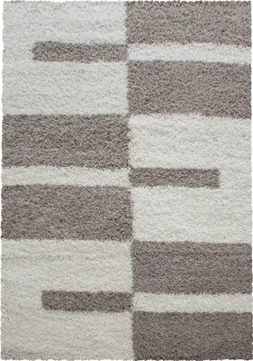 Produktbild von Teppium Teppich Hochflor Shaggy Kariert Design Teppich Wohnzimmer Flauschig Weich, Grösse: 80x150 cm