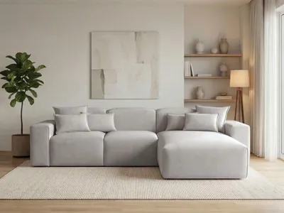 Produktbild von GrainGold Ecksofa L-Form Rechts Leni - Ecksofa fürs Wohnzimmer - Moderne Ecksofa, Wohnzimmer Ecksofa - Eckcouch Hellgrau (Komodo 20)