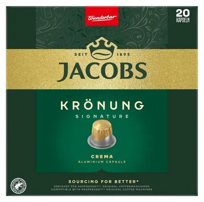 Produktbild von Jacobs Krönung Crema Kaffeekapseln für Nespresso®-Maschinen, 20 Stück.