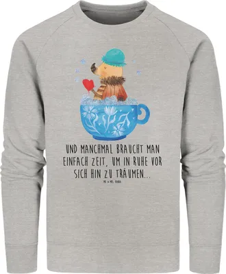 Produktbild von Mr. & Mrs. Panda Bio Sweatshirt Nachtfalter Schaumbad Größe M - Heather Grey - Geschenk, Pullover, Baden, Pulli, Baumwoll, Badezimmer, Bad, Träumen, Sweater, WC, Ziele