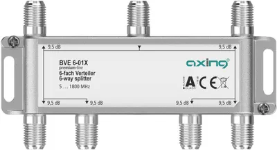 Produktbild von Axing BVE00601X, Kabelsplitter, 75 Ohm, 5 - 1800 MHz, Aluminium, Weiblich, A