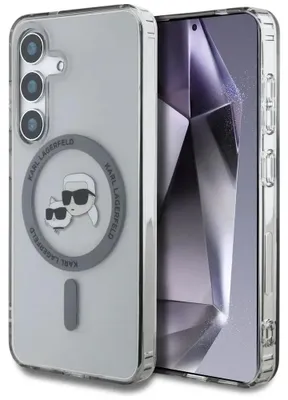 Obrázek produktu pro Tlačítko Karl Lagerfeld Karl & Choupette Heads s potiskem loga MagSafe pouzdro pro Samsung Galaxy S25 černé