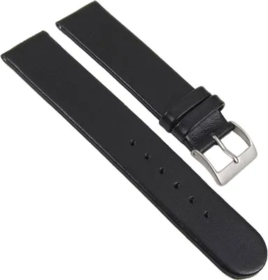 Produktbild von Eulit Kalb Uhrenarmband schwarz Nubukleder glatt flach gleichlaufend , Stegbreite:14mm