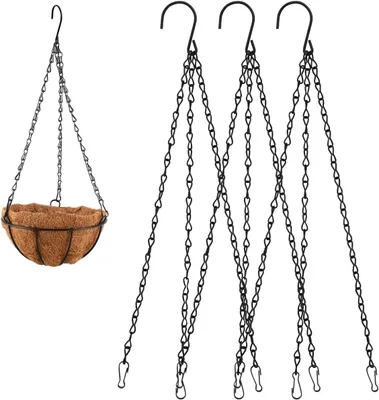 Image de Ensemble de chaînes suspendues, comprenant 3 pièces, réglables, en fer, pour pots de fleurs et lanternes