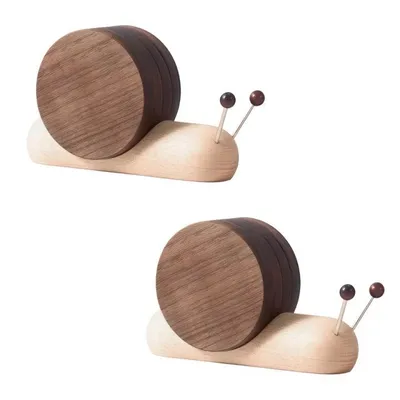 Produktbild von 2er Schnecke Untersetzer Set,Lustige Untersetzer, Holzuntersetzer für Getränke,  Holzuntersetzer-Set mit Ständer