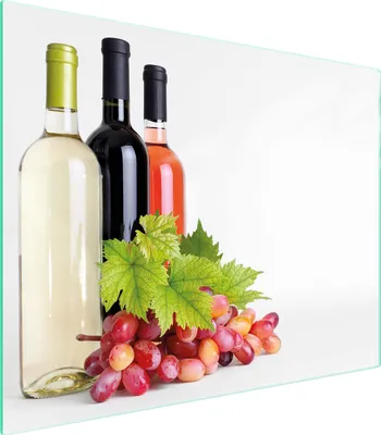 Produktbild von Widerstandsfähiges, rutschfestes Glas-Schneidebrett 52x40 cm mit Weinmotiv