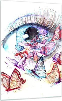 Produktbild von Bilder auf glas - Einteilig - Auge Butterflys Fantasie Fantasie - 70x100cm - Glasbilder - Wandbilder - Bilder - Wanddekoration aus Glas - Glas Bilder - Wandbild auf Glas - GPA70x100-3096