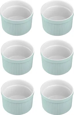 Immagine prodotto di Intirilife set di 6 pezzi di stampi per soufflé in porcellana azzurra 7,8 x 4,6 cm pirofila per soufflé