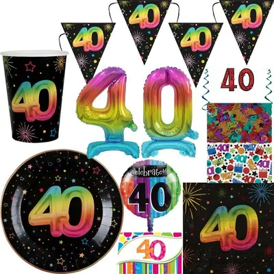 Produktbild von XL Partyset 40. Geburtstag bunt Geburtstagsdeko Geburtstag Dekoration