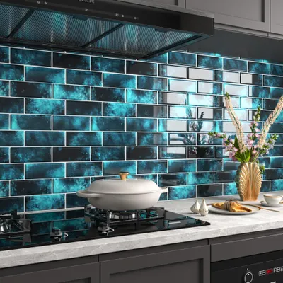 Image de Solidchoice - Carrelages muraux adhésifs bleu foncé pour cuisine et salle de bain
