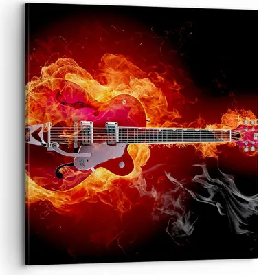 Produktbild von Bild auf Leinwand - Leinwandbild - Instrument Flammen Saiten - 70x70cm - Wand Bild - Wanddeko - Leinwanddruck - Bilder - Kunstdruck - Wanddekoration - Leinwand bilder - Wandkunst - AC70x70-0201