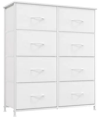 Produktbild von Kommode Sideboard Schrankkommode - 8 Schubladen - 80 x 30 x 93 cm - Stoff - Weiß