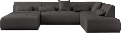 Produktbild von Lisa Design Onyx, 7-Sitzer Wohnlandschaft rechts, aus Stoff , Dunkelgrau