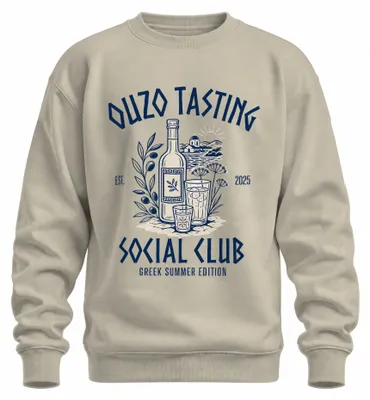 Productafbeelding van Ouzo-proeverij Social Club, Griekse Zomer Editie, Hellas, Anijs-sweatshirt, trui, natuurlijke kleur, maat L