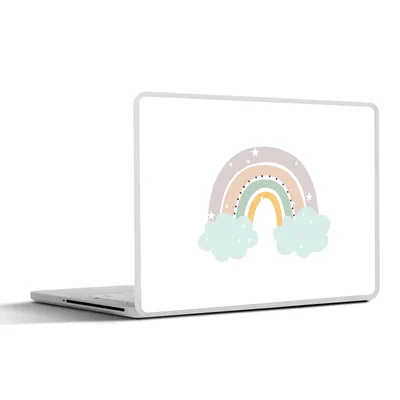 Produktbild von MuchoWow® Laptop Aufkleber Sticker Cover Regenbogen - Sterne - Punkte - Wolken - Kinder 30x22 cm - Laptop-Sticker