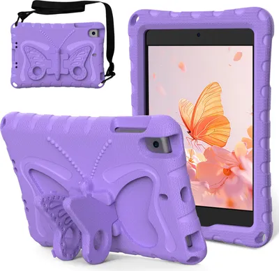 Image de Etui pour iPad mini 5/mini 4/mini 3/mini 2/mini 1, étui léger EVA anti-choc avec bandoulière et support papillon Violet